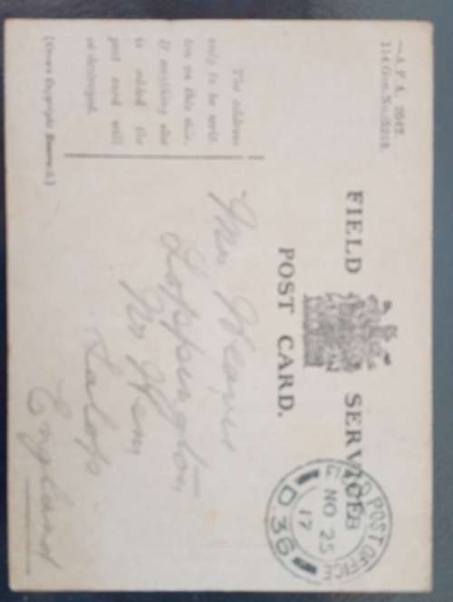 1917 Field Service postcard.