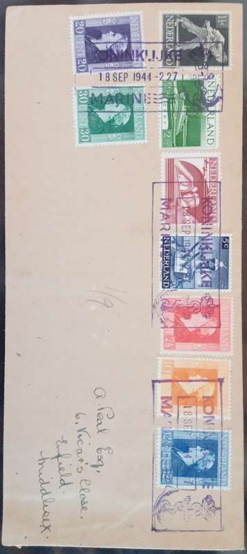 1944 Netherlands cover with Royal Navy cancel.