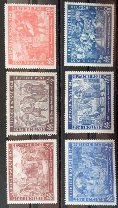 1947 and 1948 Joint Allied zone, 5 sets of Leipziger Messe MLH