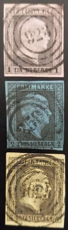 1850 Preussen top three values fine used with 4 margins and clear cancels