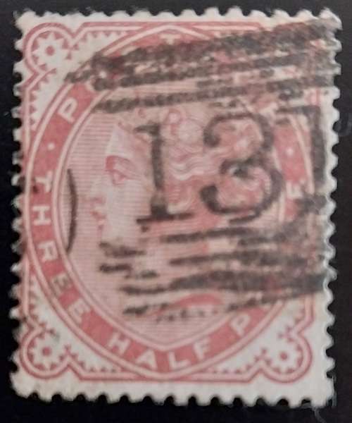 1880 Great Britain QV 3 half pence used, catalogue R1200