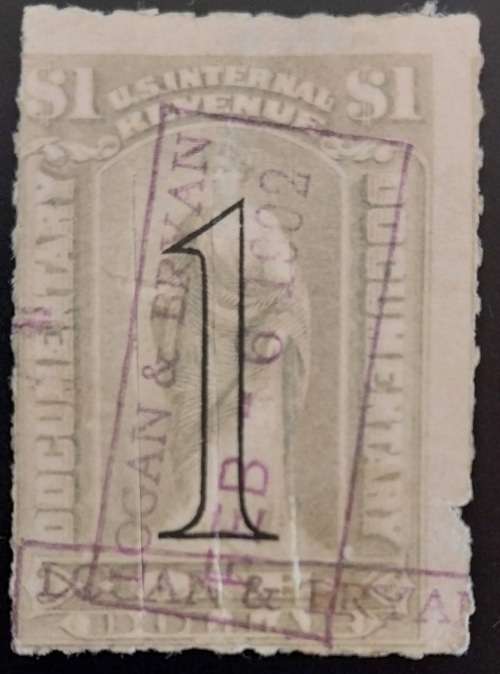1902 USA Documentary 1 dollar revenue used