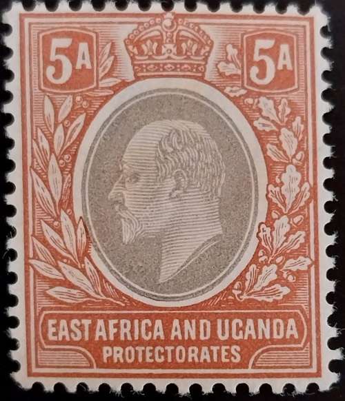 1903 East Africa and Uganda Protectorate KEVII 5 Annas mint with very small hinge mark