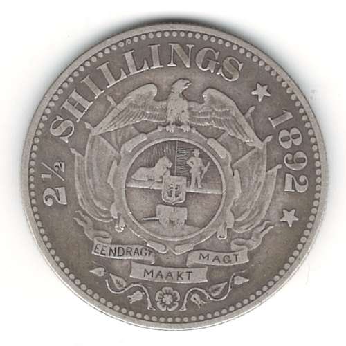 1892 ZAR 2.5 SHILLINGS - Only 16300 minted!!!