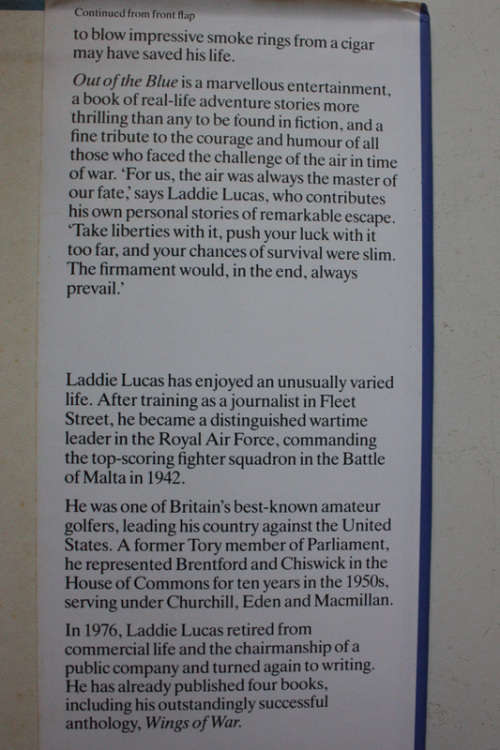 Out Of The Blue, The Role of Luck in Air Warfare 1917-1966 edited by Laddie Lucas