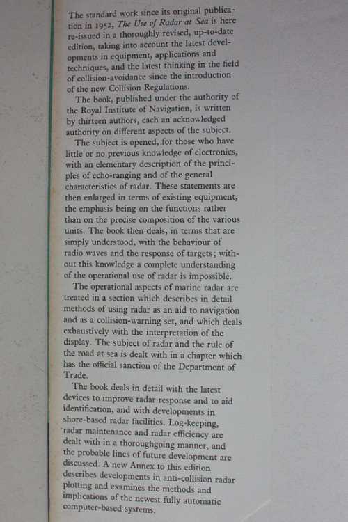 The Use of Radar at Sea edited by Captain FJ Wylie (Fifth Revised Edition)