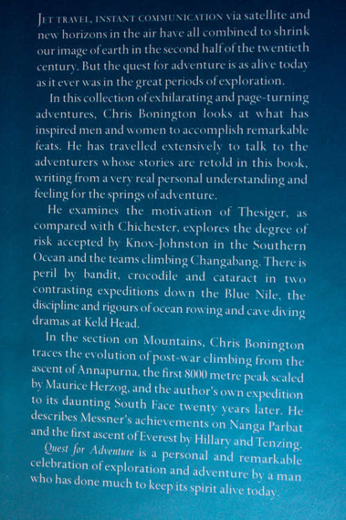 Quest for Adventure: Remarkable Feats of Exploration and Adventure 1950-2000 by Chris Bonington