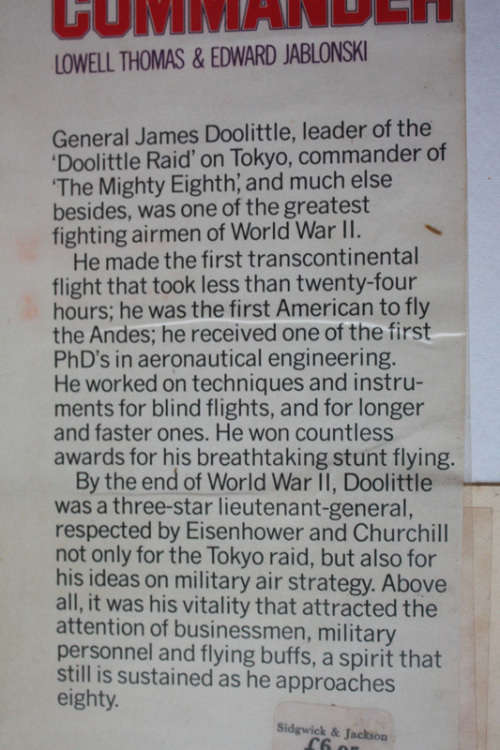 Bomber Commander: The Life of James H Doolittle by Lowell Thomas and Edward Jablonski