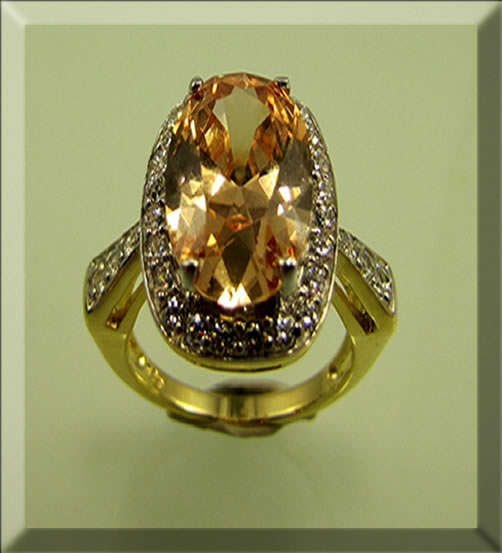 14K Gold Plated Ring with Champangne CZ Setting SIZE 8