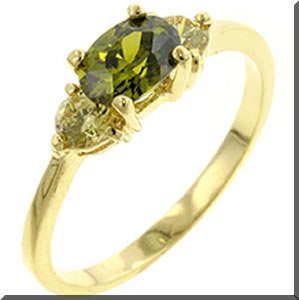 PRETTY LIGHT ROUND OLIVE GREEN AND OVAL OLIVE RING SIZE 7