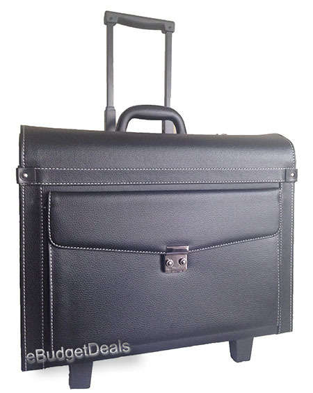 Rolling 15" Laptop Briefcase for Lawyers, Business, Document, Messenger, Pilot, Aple, Dell Bag