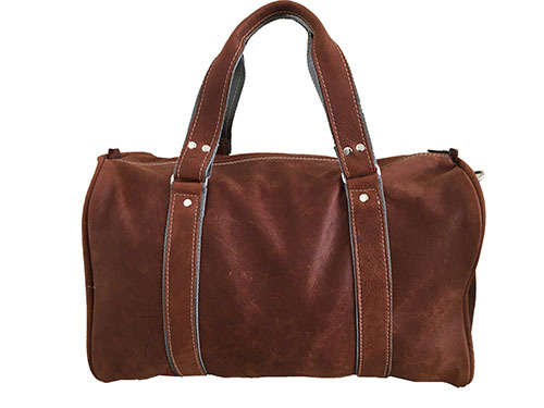 100% Genuine Leather High Quality Handcrafted Duffel, Travel, Gym Bag - Unisex - Dark Brown Colour