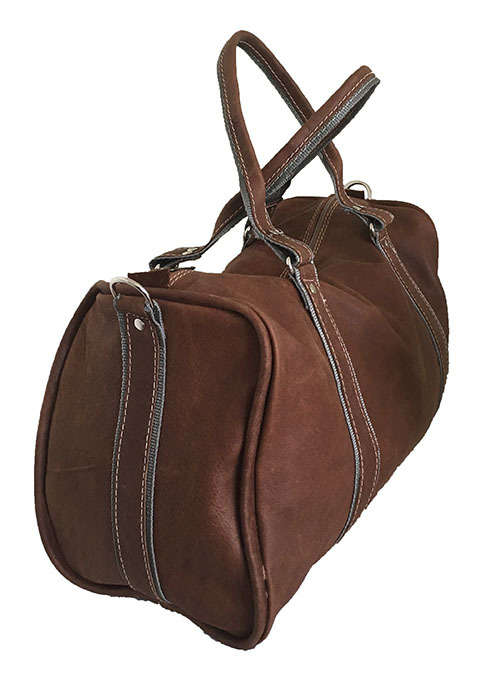 100% Genuine Leather High Quality Handcrafted Duffel, Travel, Gym Bag - Unisex - Dark Brown Colour