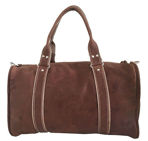 100% Genuine Leather High Quality Handcrafted Duffel, Travel, Gym Bag - Unisex - Dark Brown Colour