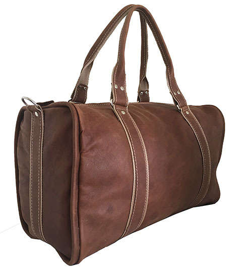 100% Genuine Leather High Quality Handcrafted Duffel, Travel, Gym Bag - Unisex - Dark Brown Colour