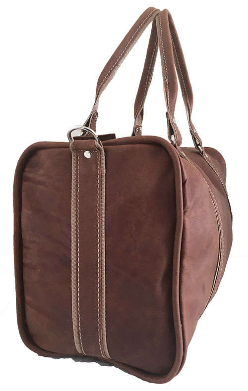 100% Genuine Leather High Quality Handcrafted Duffel, Travel, Gym Bag - Unisex - Dark Brown Colour