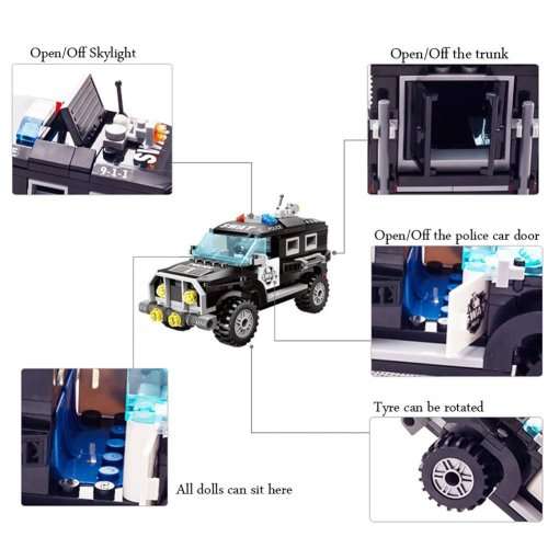 Building Block Assembly SWAT SUV Police Car Vehicle Cars Toys ,190 parts