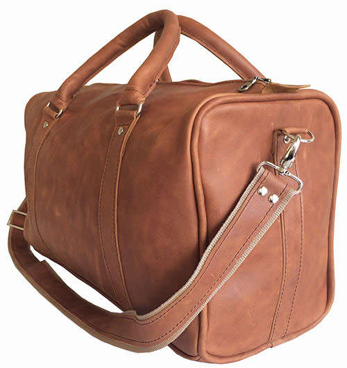 100% Full Grain Leather High Quality Handcrafted Duffel,Weekender,Luggage, Travel, Gym - Color Brown