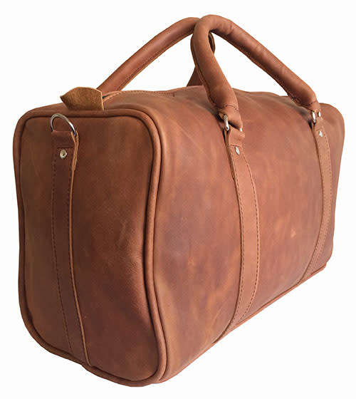 100% Full Grain Leather High Quality Handcrafted Duffel,Weekender,Luggage, Travel, Gym - Color Brown