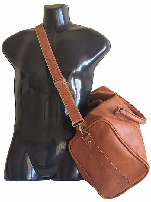 100% Full Grain Leather High Quality Handcrafted Duffel,Weekender,Luggage, Travel, Gym - Color Brown