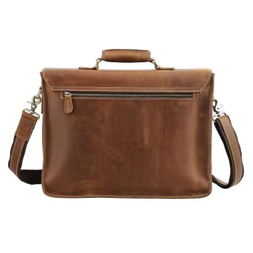 15Inch Full Grain Leather Briefcase, Messenger Bag, Fits  Macbook, Laptop, Apple & smartphones