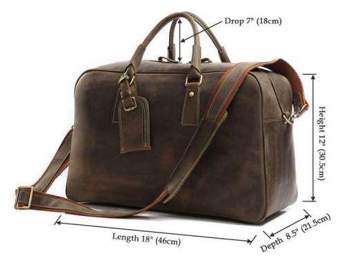 Handmade Full Grain Leather Travel Bag / Luggage / Sport Bag / Weekend Bag