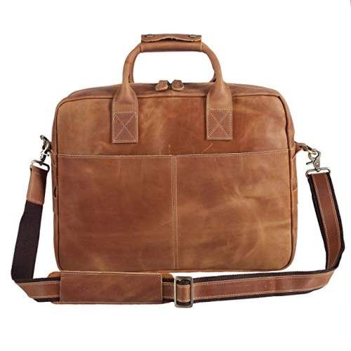 15 Inch Full Grain Leather Briefcase, Messenger Bag, Fits Mac book, Laptop, iPad, Mobile Phone
