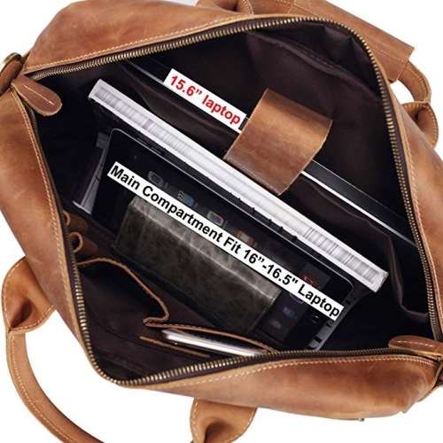15 Inch Full Grain Leather Briefcase, Messenger Bag, Fits Mac book, Laptop, iPad, Mobile Phone