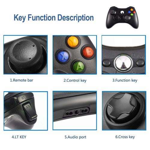 Xbox 360 Wireless Controller, 2.4GHZ Game Controller Gamepad for Xbox 360 Console