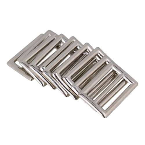 10Pcs Metal Tri-Glide Slides Buckles Kit 38mm, Tri-Glide Slides Square Ring Slide Adjusters Buckles
