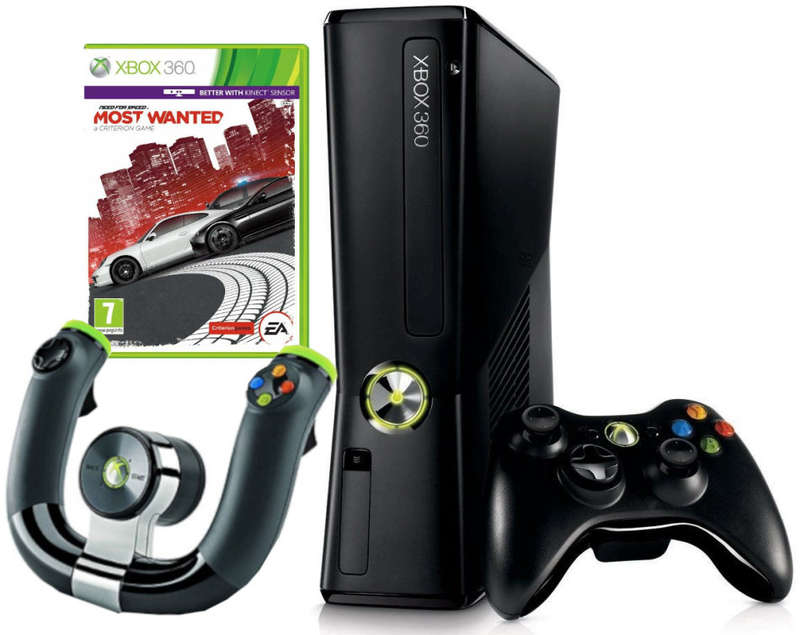 Microsoft Xbox 360 S 4GB Console + Wireless Speed Wheel + Need for Speed Game | Mint Condition