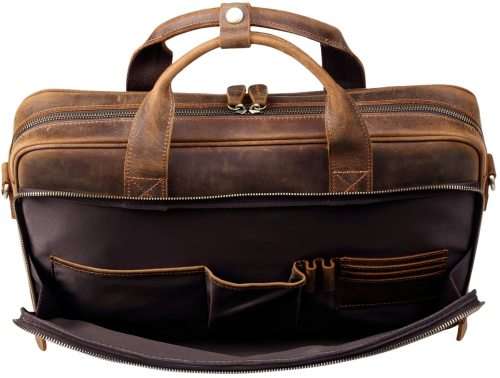 15 Inch Full Grain Leather Briefcase, Messenger Bag, Laptop Bag - Available Colour - Dark Brown,