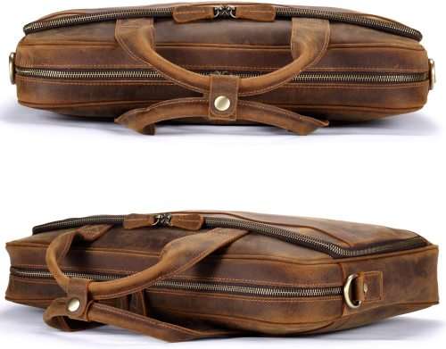 15 Inch Full Grain Leather Briefcase, Messenger Bag, Laptop Bag - Available Colour - Dark Brown,