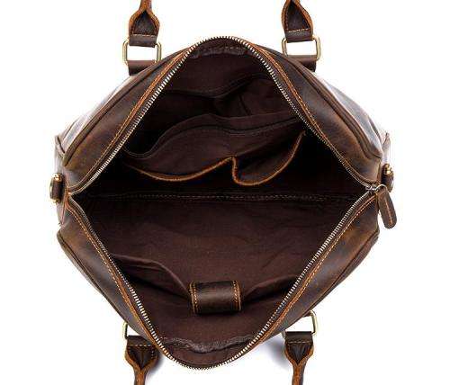 15 Inch Full Grain Leather Briefcase, Messenger Bag, Fits Mac book, Laptop