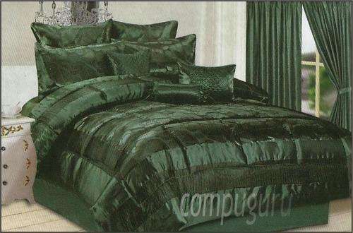 Queen Size Luxury Comforter  -12 Piece Set - @R1 - Color - Dark Green