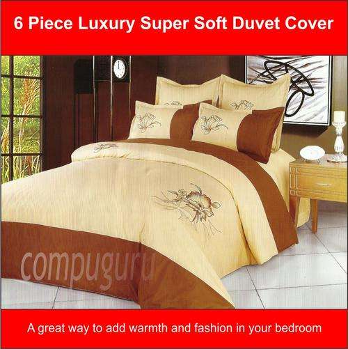 New Hot 6 Piece Luxury Super Soft Queen Size Quilt Duvet Set