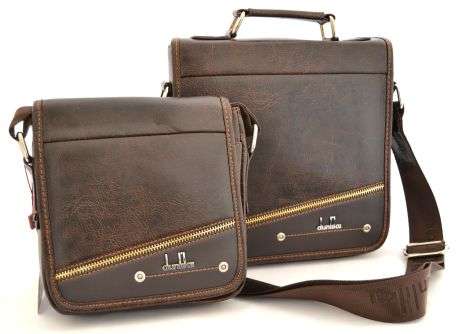 2 in 1 Brown Businessmen Bag Messenger Men's Shoulder Bag Crossbody Bag Handbag