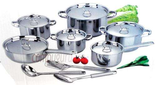 Chef's Classic 15 Piece Stainless Steel Cookware Set, Capsuled Heavy Bottoms