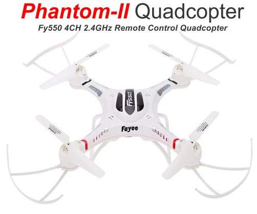 Fayee FY550 Phantom-II 4CH 2.4GHz RC Drone Helicopter Quadcopter with Rechargeable Battery.