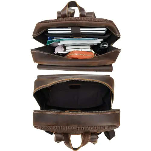 15.6 Inch Backpack Computer Bag - Full Grain Leather Travel  Daypack  Satchel, Laptop Bag