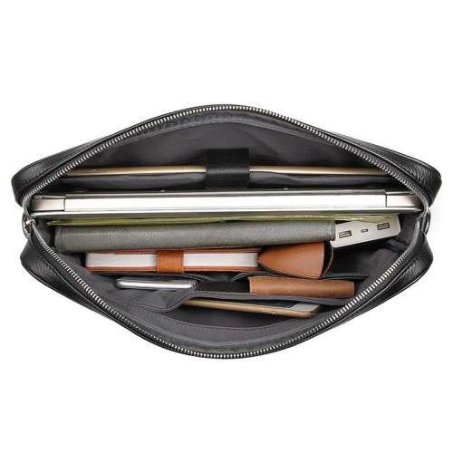 15 Inch Full Grain Leather Briefcase, Messenger Bag, Fits Macbook, Laptop & Tablet