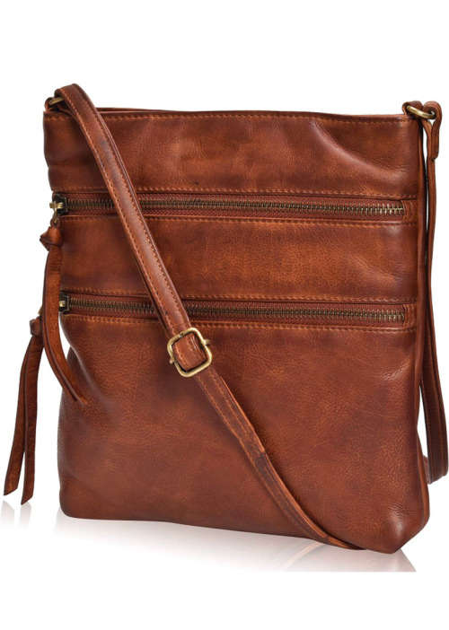 100% Full Grain Leather Cross Body Sling Handbag for Women