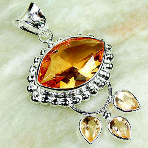 Unique! Morganite Pendant with FREE Sterling Silver Chain