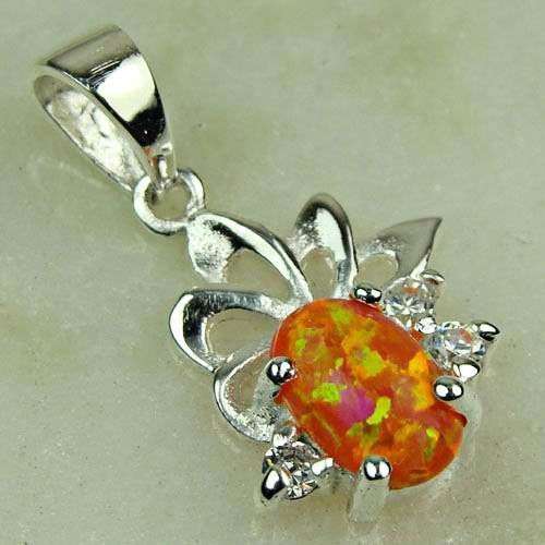 Dainty & Delicate! Yellow Fire Opal Pendant with FREE Silver Chain