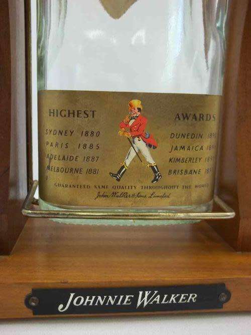 Rare Vintage 2 Litre Johnny Walker Bottle &Wooden Stand