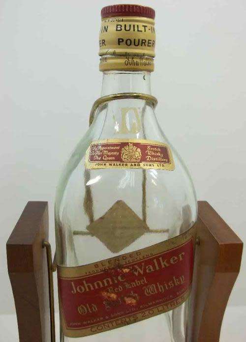 Rare Vintage 2 Litre Johnny Walker Bottle &Wooden Stand