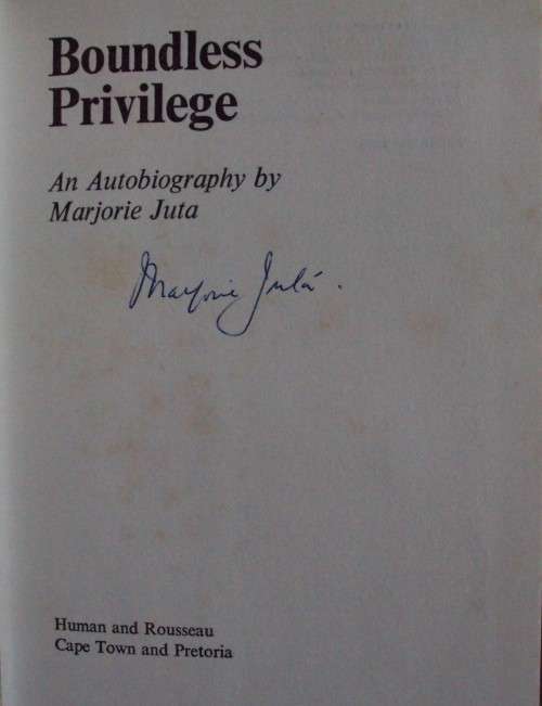 Boundless Privilege - Marjorie Juta: Signed Copy