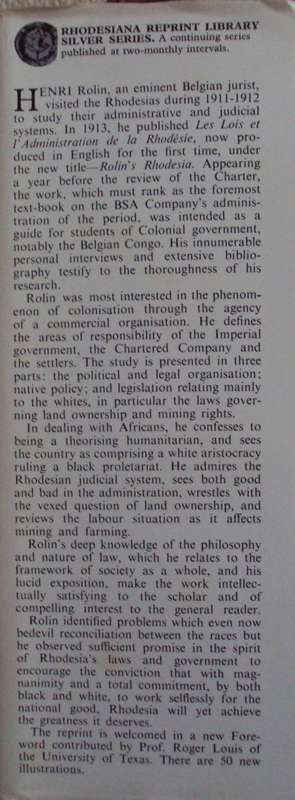 Rolin`s Rhodesia - Henri Rolin
