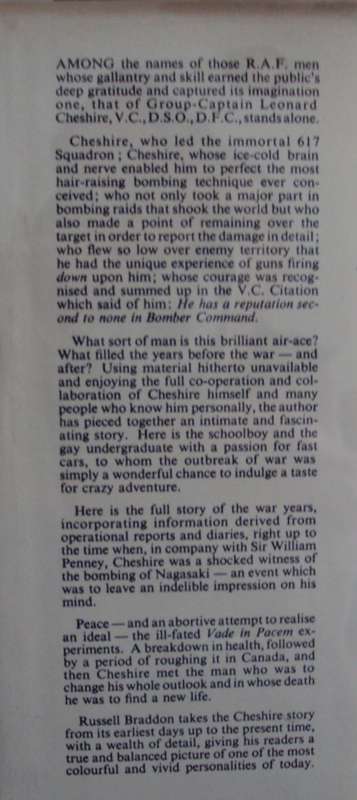 Cheshire V.C. A Study of War and Peace Russell Braddon
