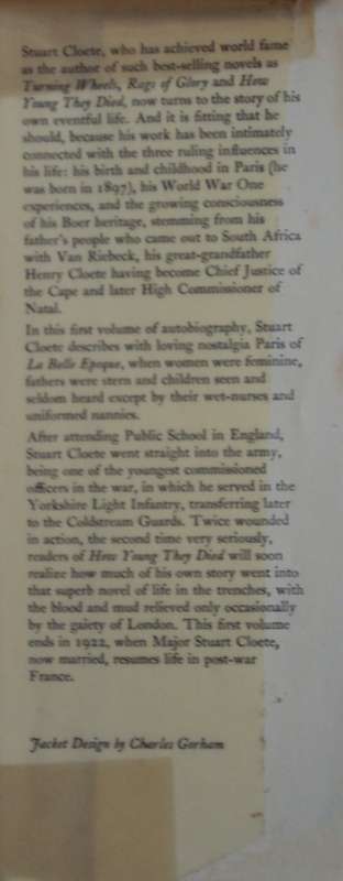 2 Stuart Cloete Books: How Young They Died and A Victorian Son An Autobiography